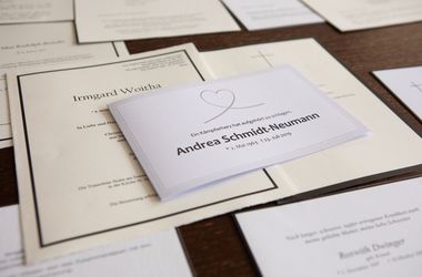 Beispiel für Trauerdruck im Beerdigungs-Institut Klotz in Schenefeld